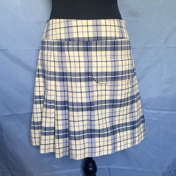 Vintage Dresses & Skirts - Vintage Best Look Uniforms Yellow And Blue Pleated Plaid Skirt W/ Front Pocket